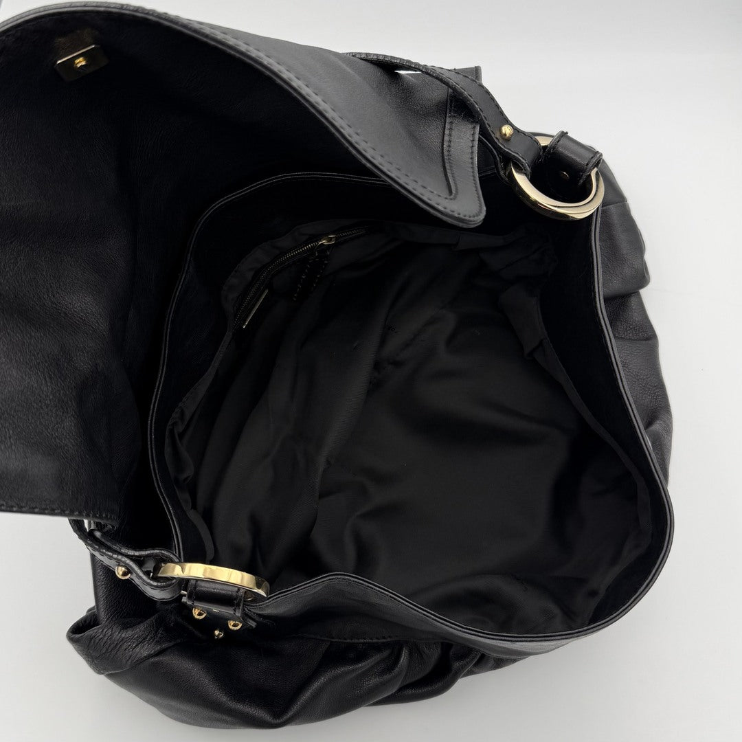 Fendi Chef Leather Black Large Shoulder Bag