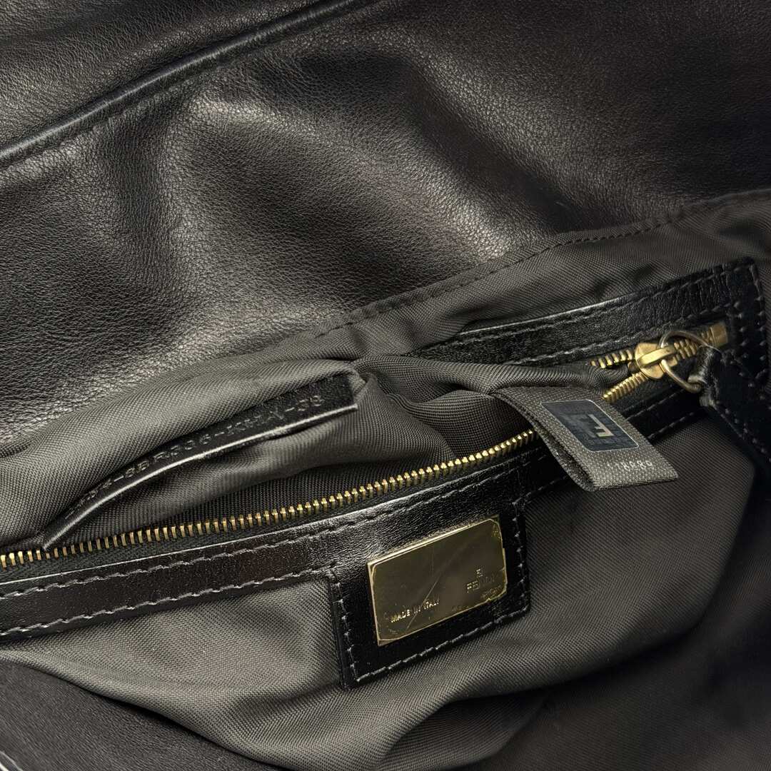 Fendi Chef Leather Black Large Shoulder Bag
