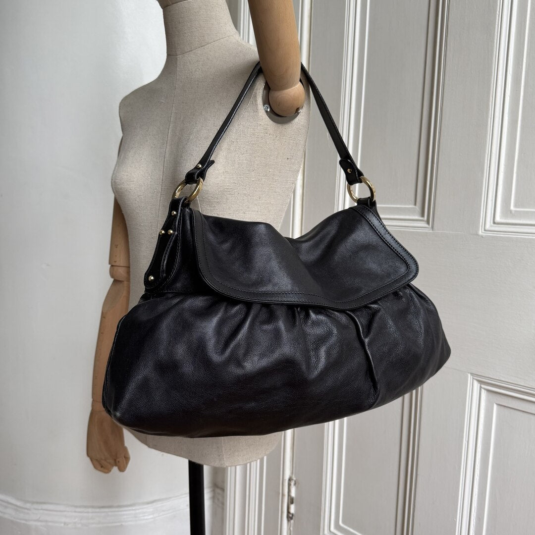 Fendi Chef Leather Black Large Shoulder Bag