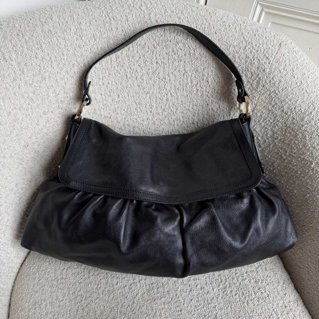 Fendi Chef Leather Black Large Shoulder Bag