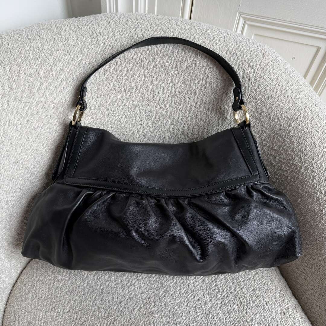 Fendi Chef Leather Black Large Shoulder Bag