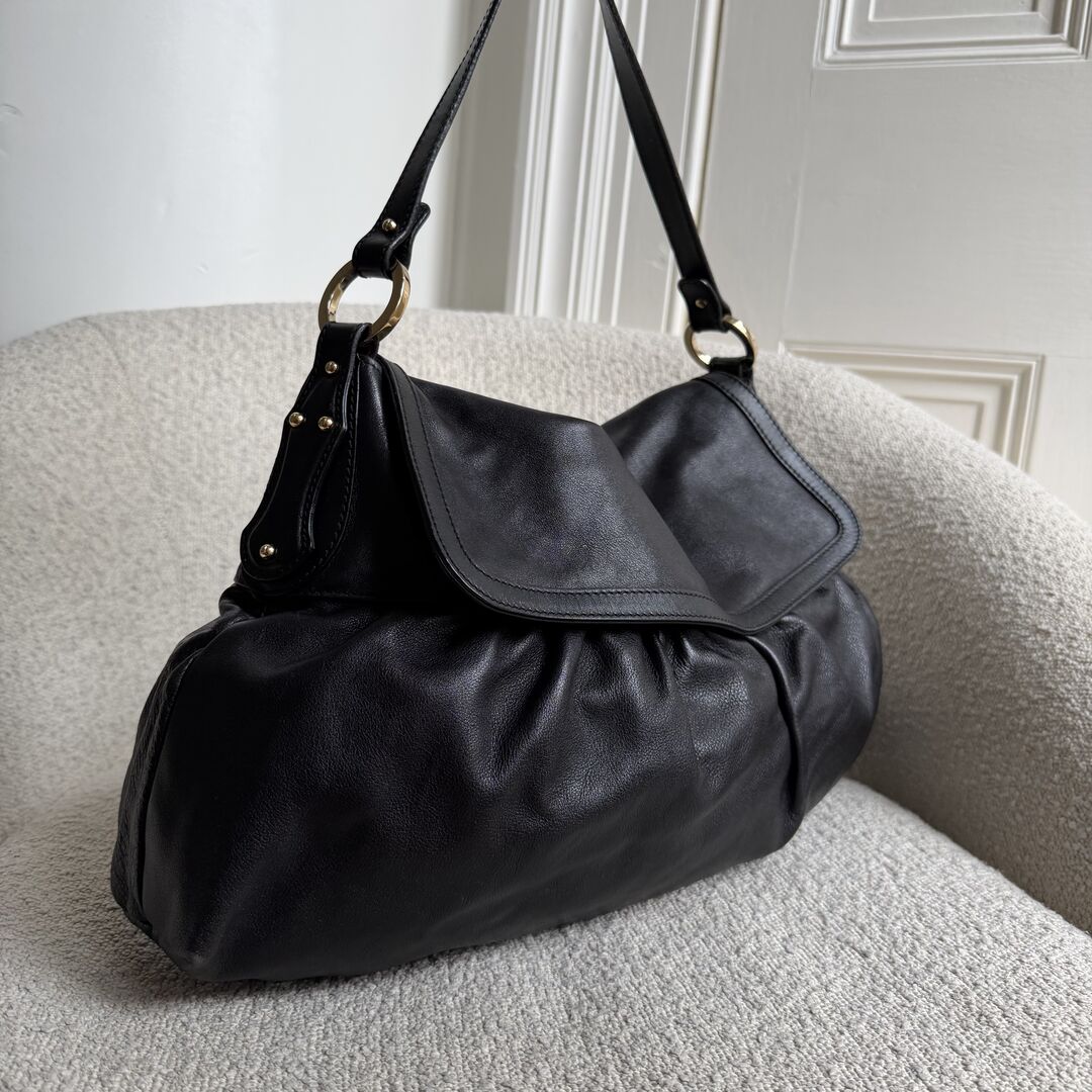 Fendi Chef Leather Black Large Shoulder Bag