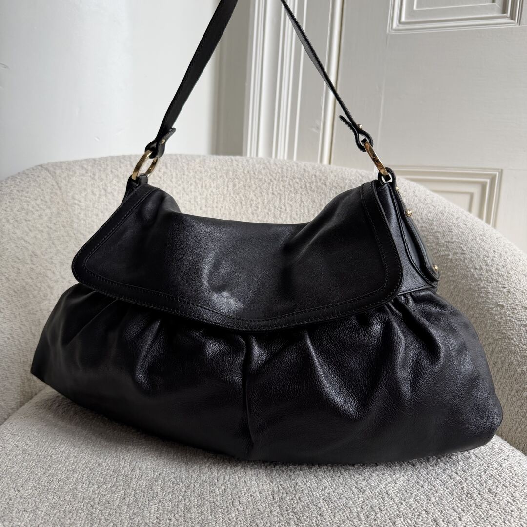 Fendi Chef Leather Black Large Shoulder Bag