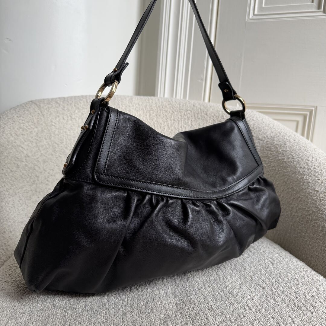 Fendi Chef Leather Black Large Shoulder Bag