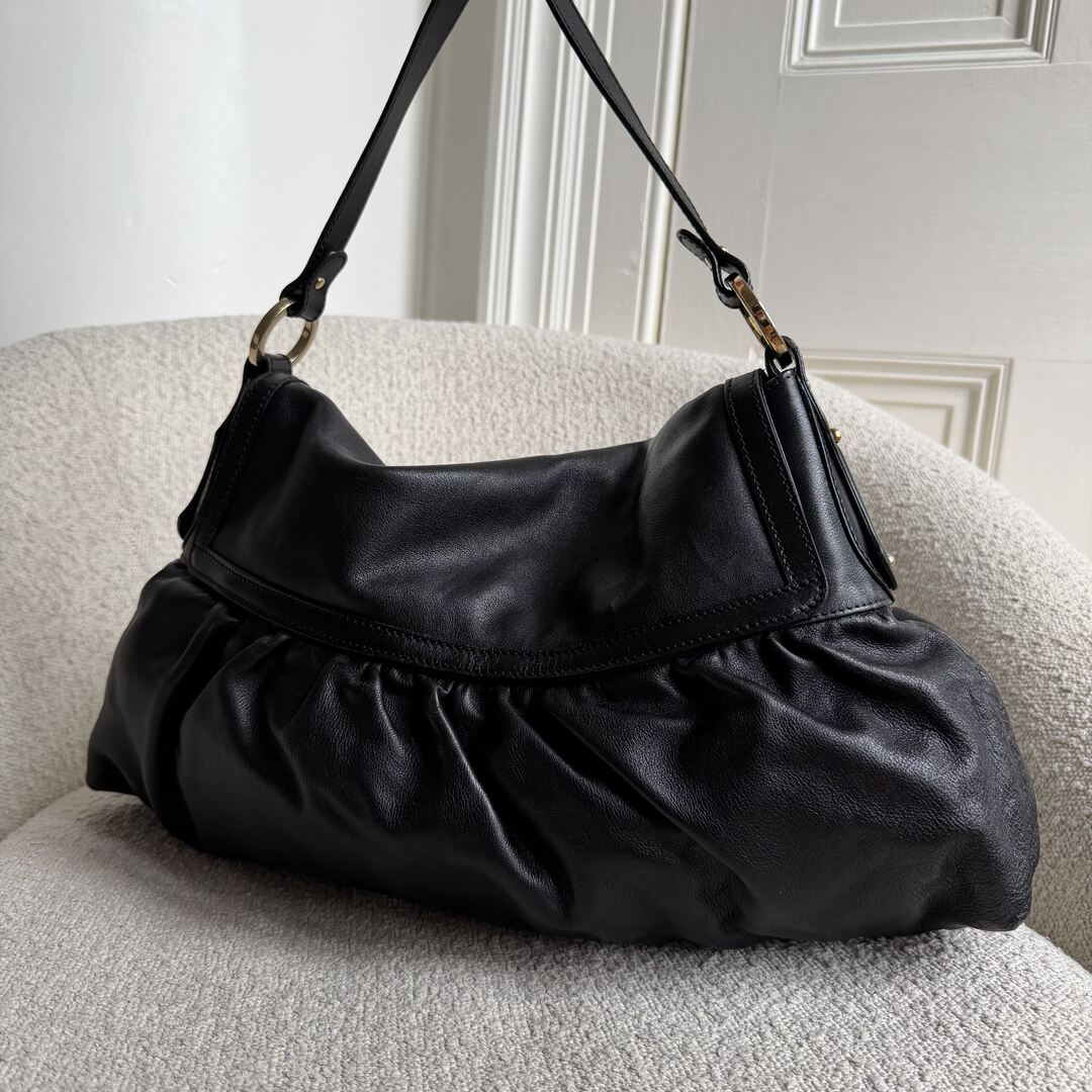 Fendi Chef Leather Black Large Shoulder Bag