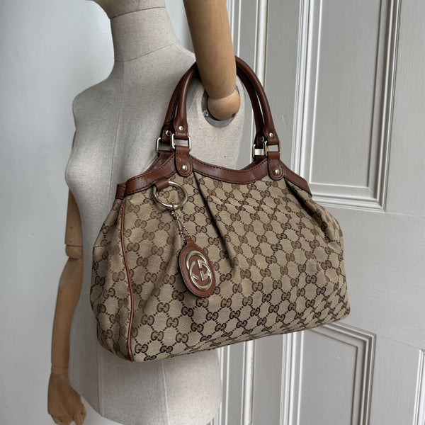 Gucci GG Canvas Sukey Brown Tote Bag