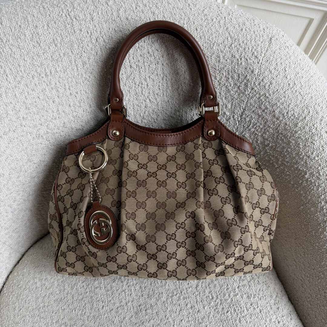 Gucci GG Canvas Sukey Brown Tote Bag