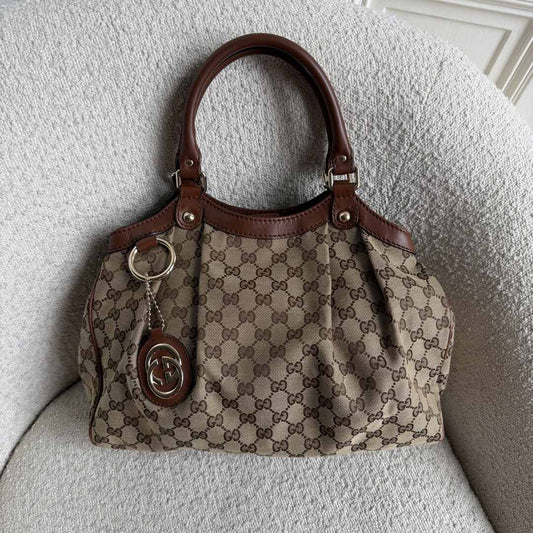 Gucci GG Canvas Sukey Brown Tote Bag