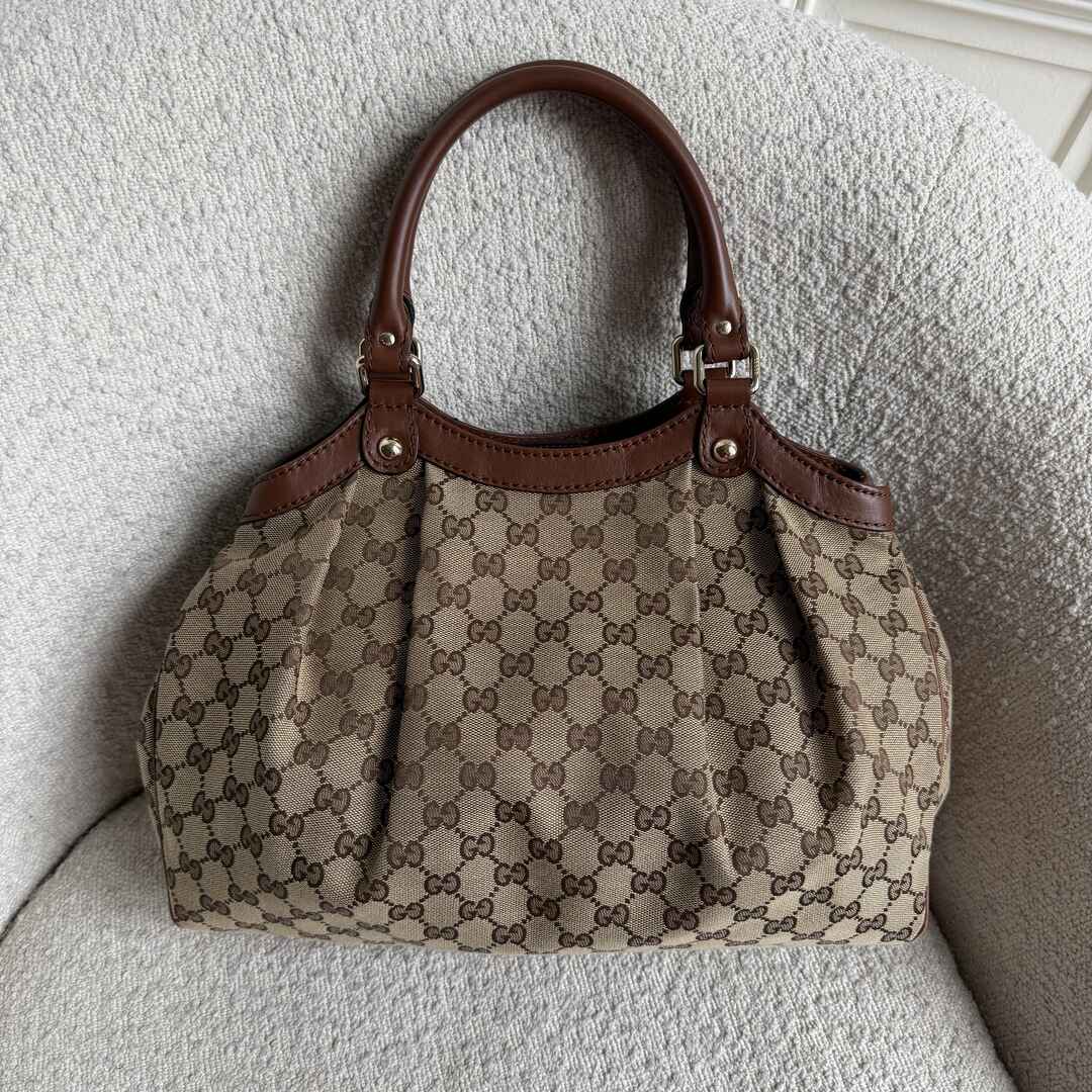 Gucci GG Canvas Sukey Brown Tote Bag