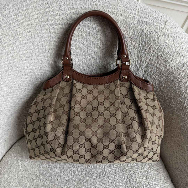 Gucci GG Canvas Sukey Brown Tote Bag