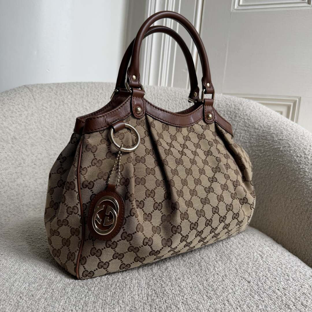 Gucci GG Canvas Sukey Brown Tote Bag