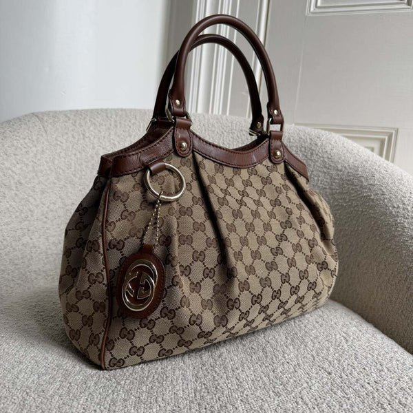 Gucci GG Canvas Sukey Brown Tote Bag