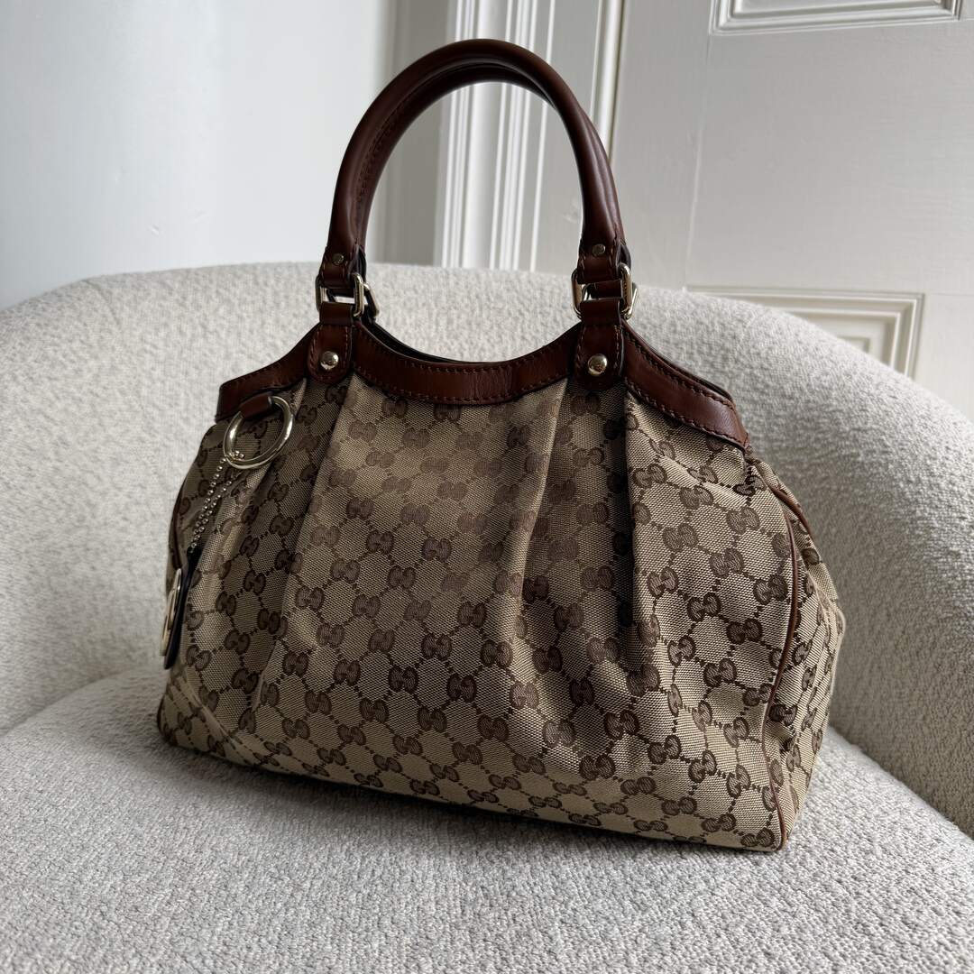 Gucci GG Canvas Sukey Brown Tote Bag