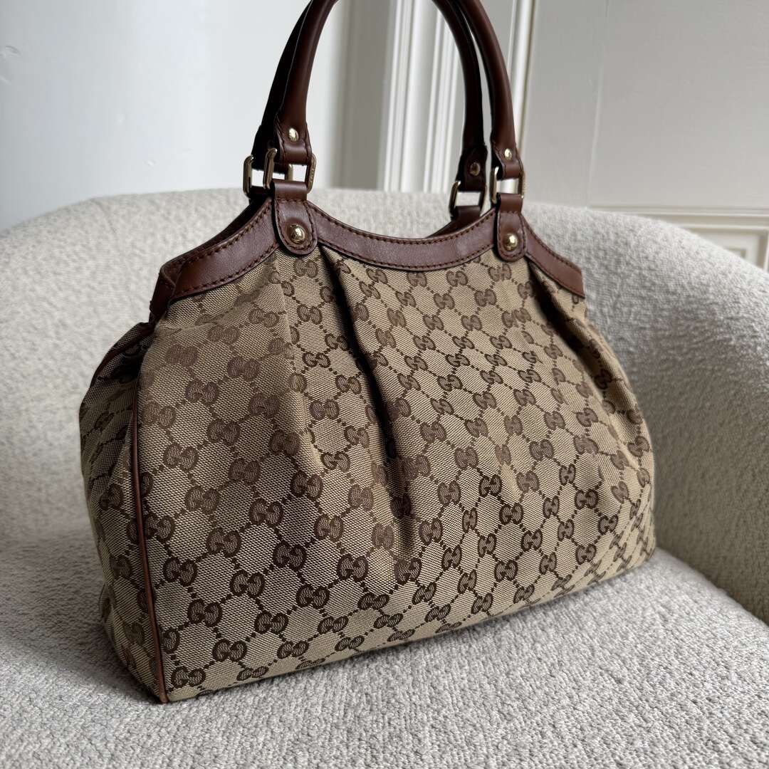 Gucci GG Canvas Sukey Brown Tote Bag