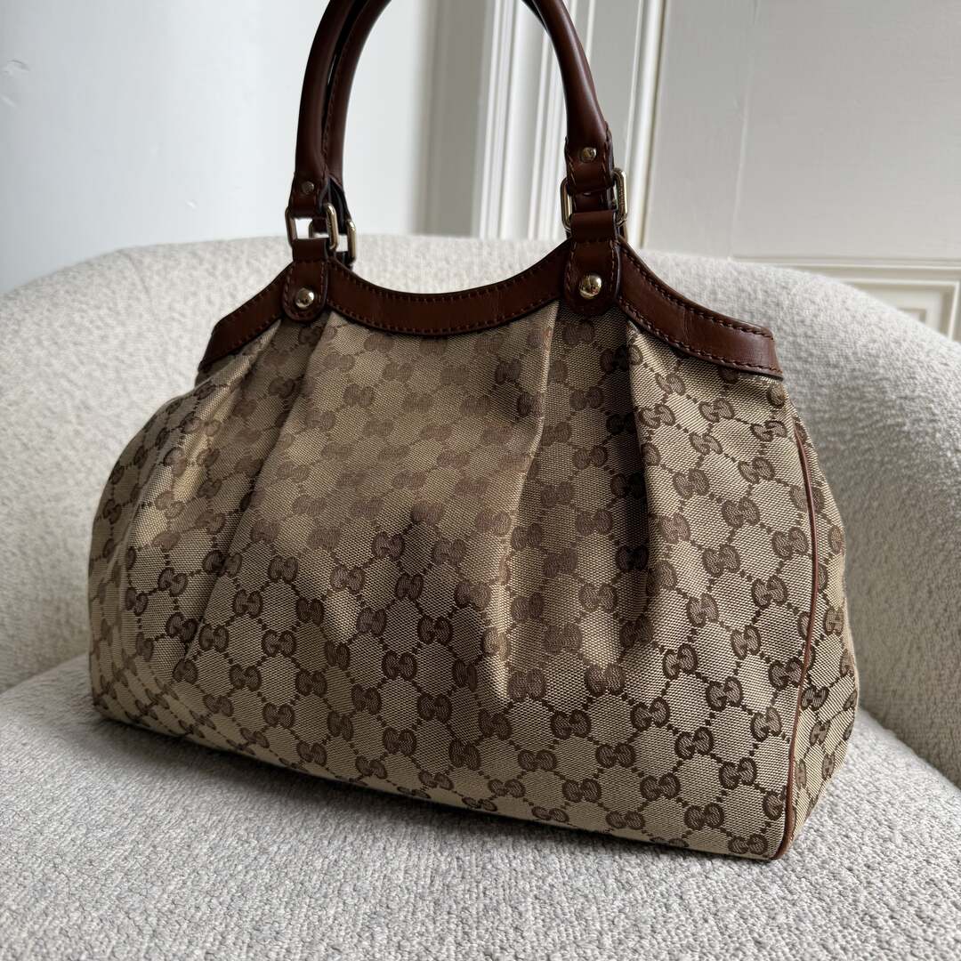 Gucci GG Canvas Sukey Brown Tote Bag