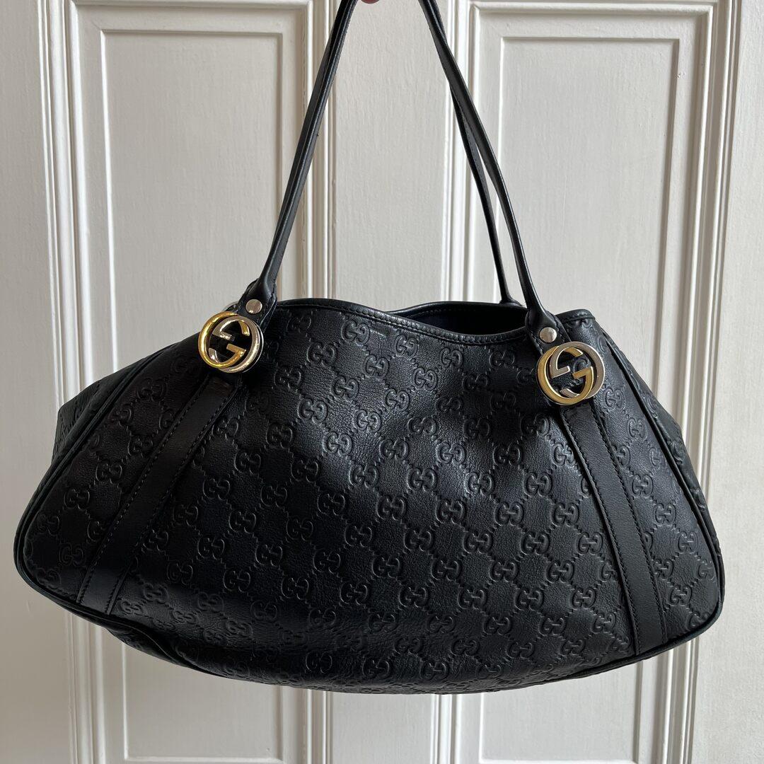 Gucci Monogram Leather Black Shoulder Bag