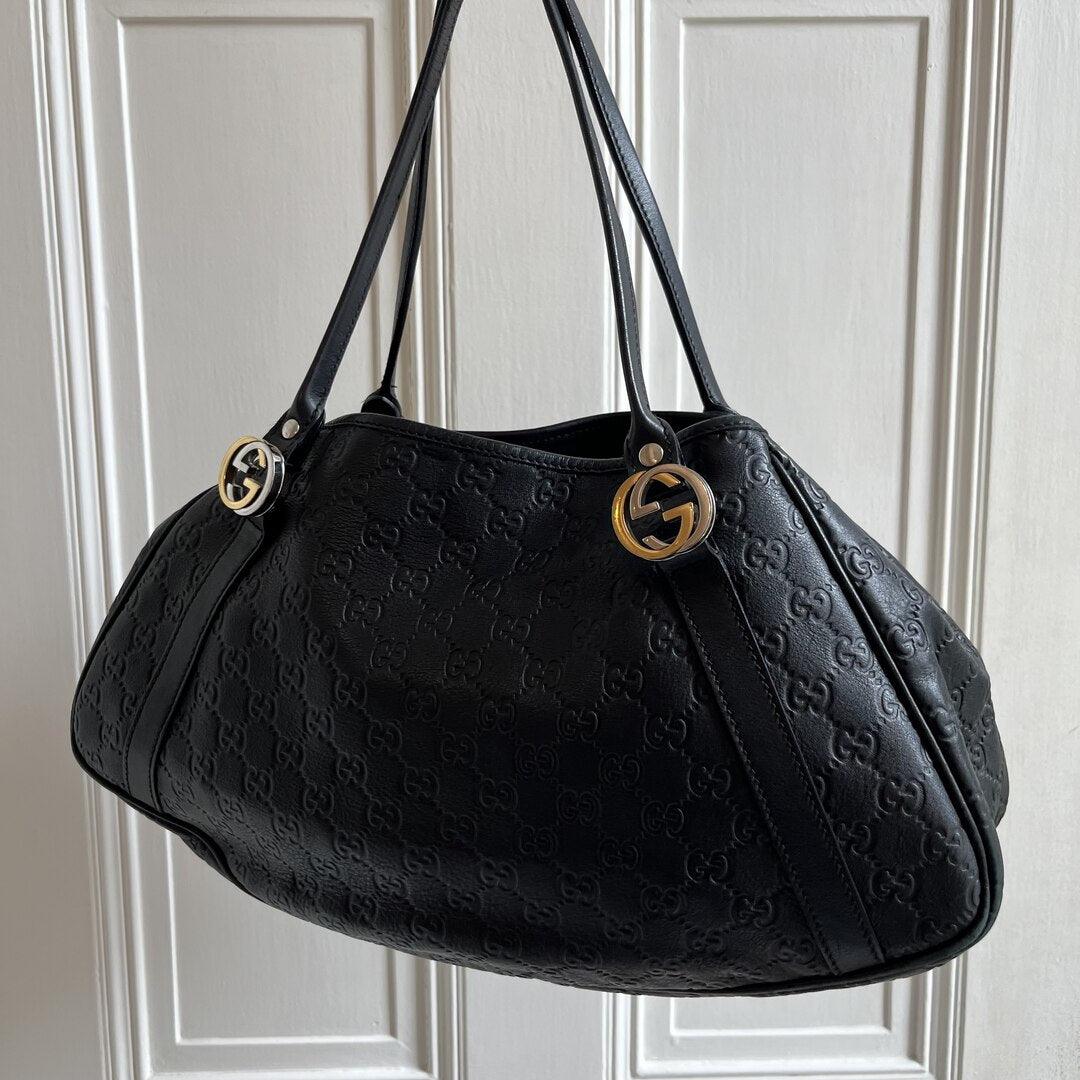 Gucci Monogram Leather Black Shoulder Bag