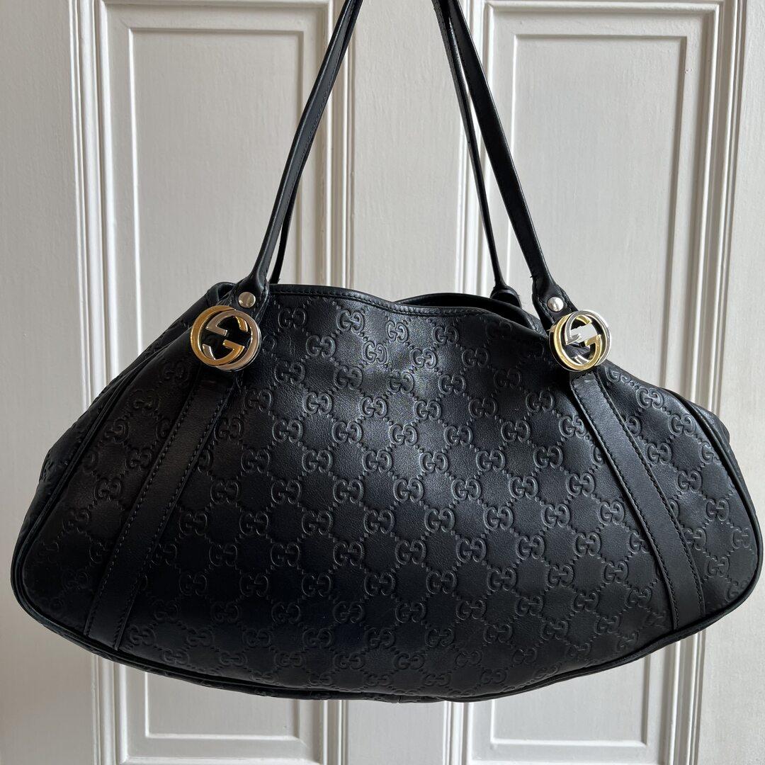 Gucci Monogram Leather Black Shoulder Bag