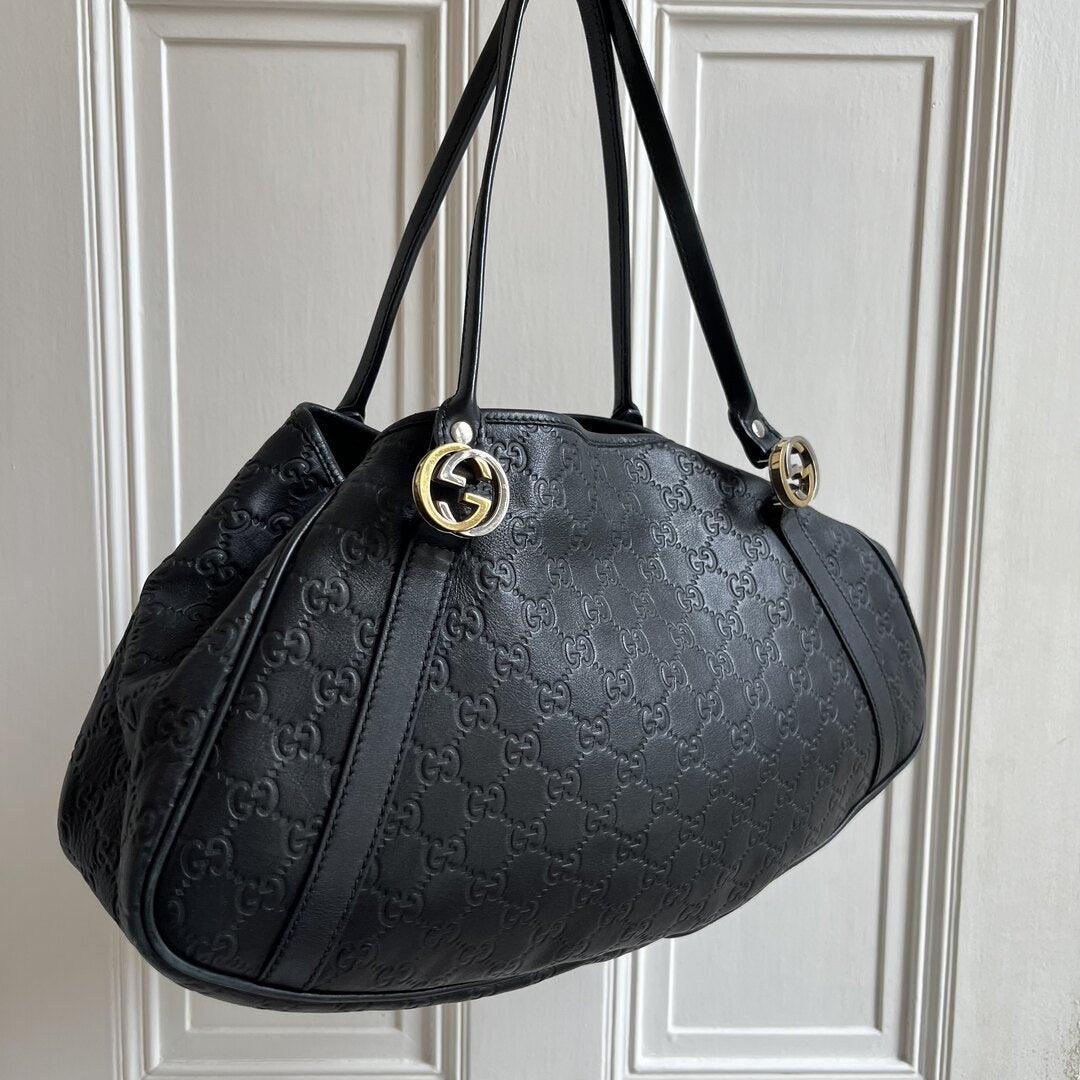 Gucci Monogram Leather Black Shoulder Bag