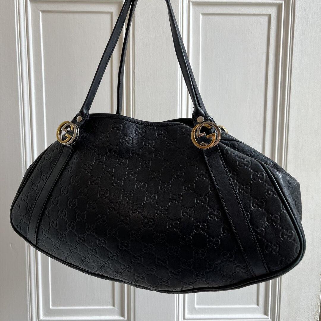 Gucci Monogram Leather Black Shoulder Bag