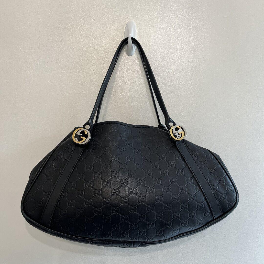 Gucci Monogram Leather Black Shoulder Bag