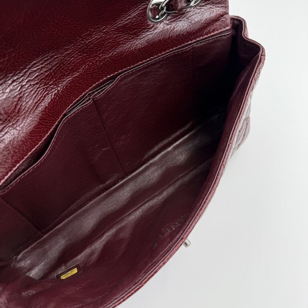 2008 Chanel East West Patent Leather Flap Bordeaux Shoulder Bag