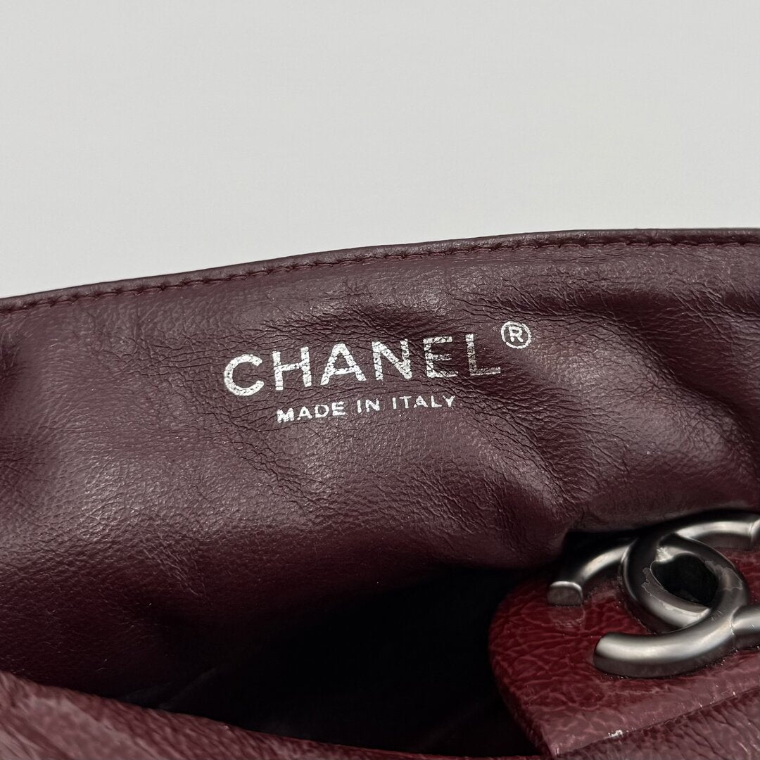 2008 Chanel East West Patent Leather Flap Bordeaux Shoulder Bag