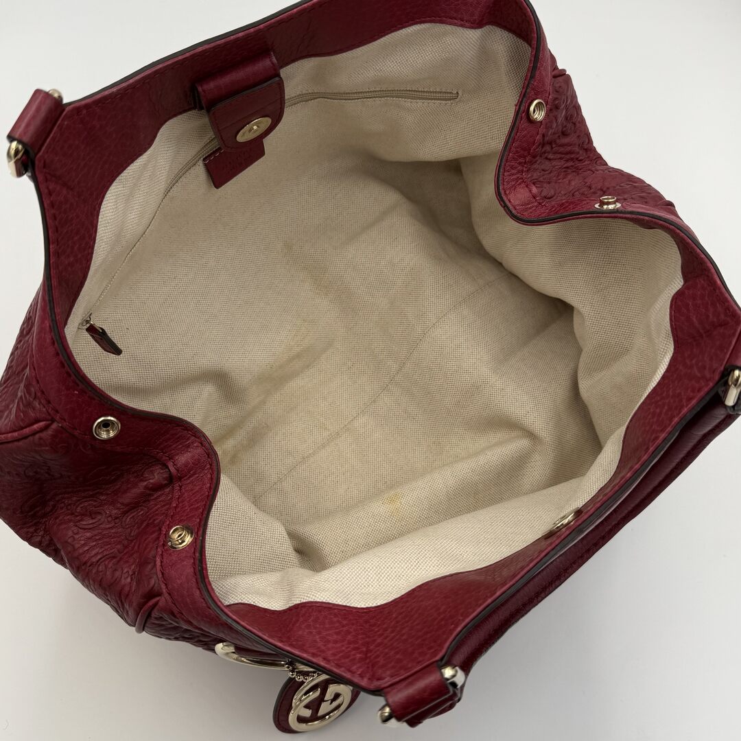 Gucci Guccissima Sukey Leather Red Tote Bag