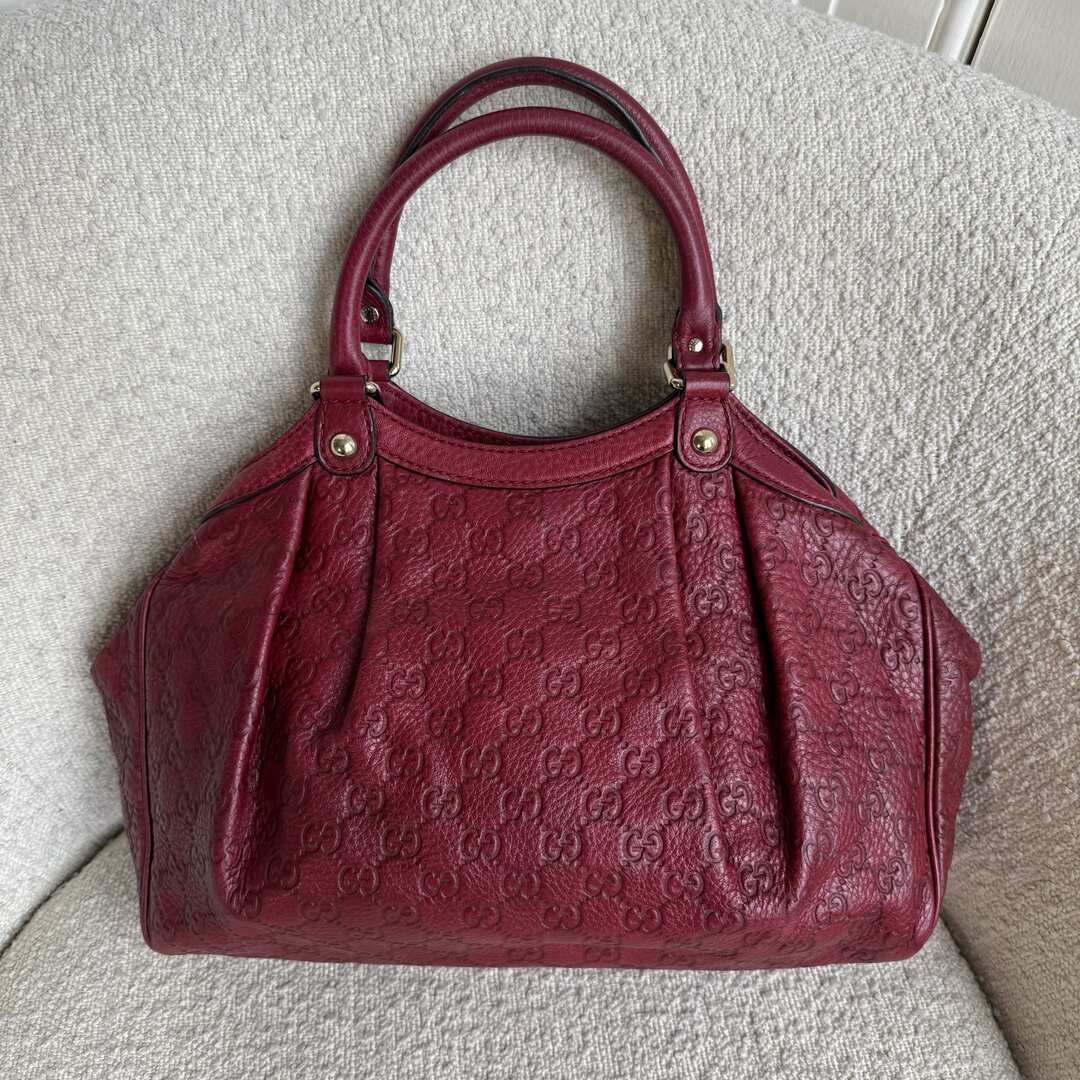 Gucci Guccissima Sukey Leather Red Tote Bag