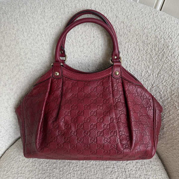 Gucci Guccissima Sukey Leather Red Tote Bag