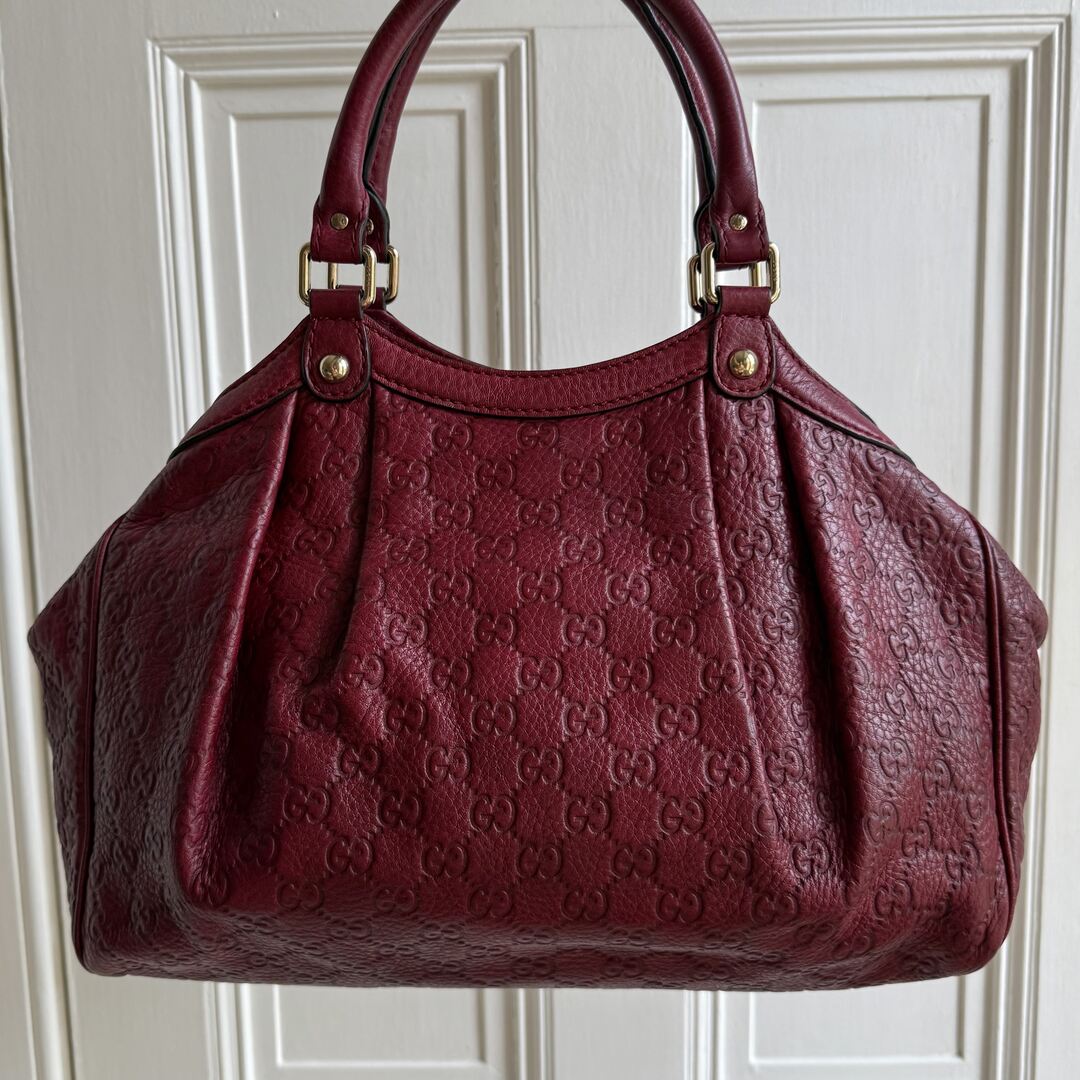 Gucci Guccissima Sukey Leather Red Tote Bag