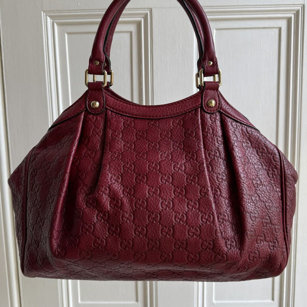 Gucci Guccissima Sukey Leather Red Tote Bag
