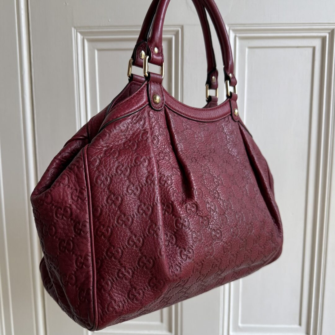 Gucci Guccissima Sukey Leather Red Tote Bag