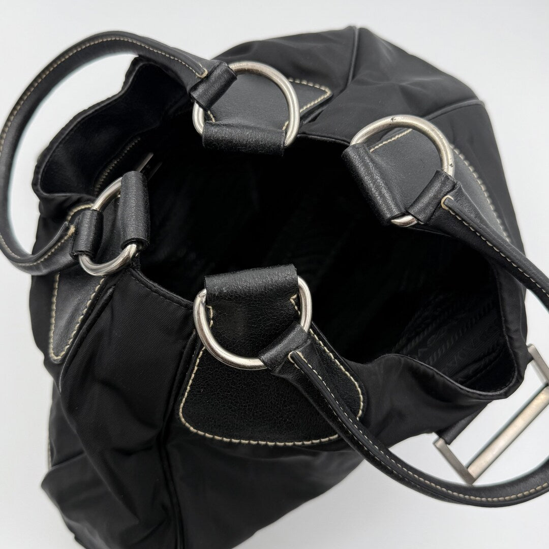 2002 Prada XL Moon Black Shoulder Bag