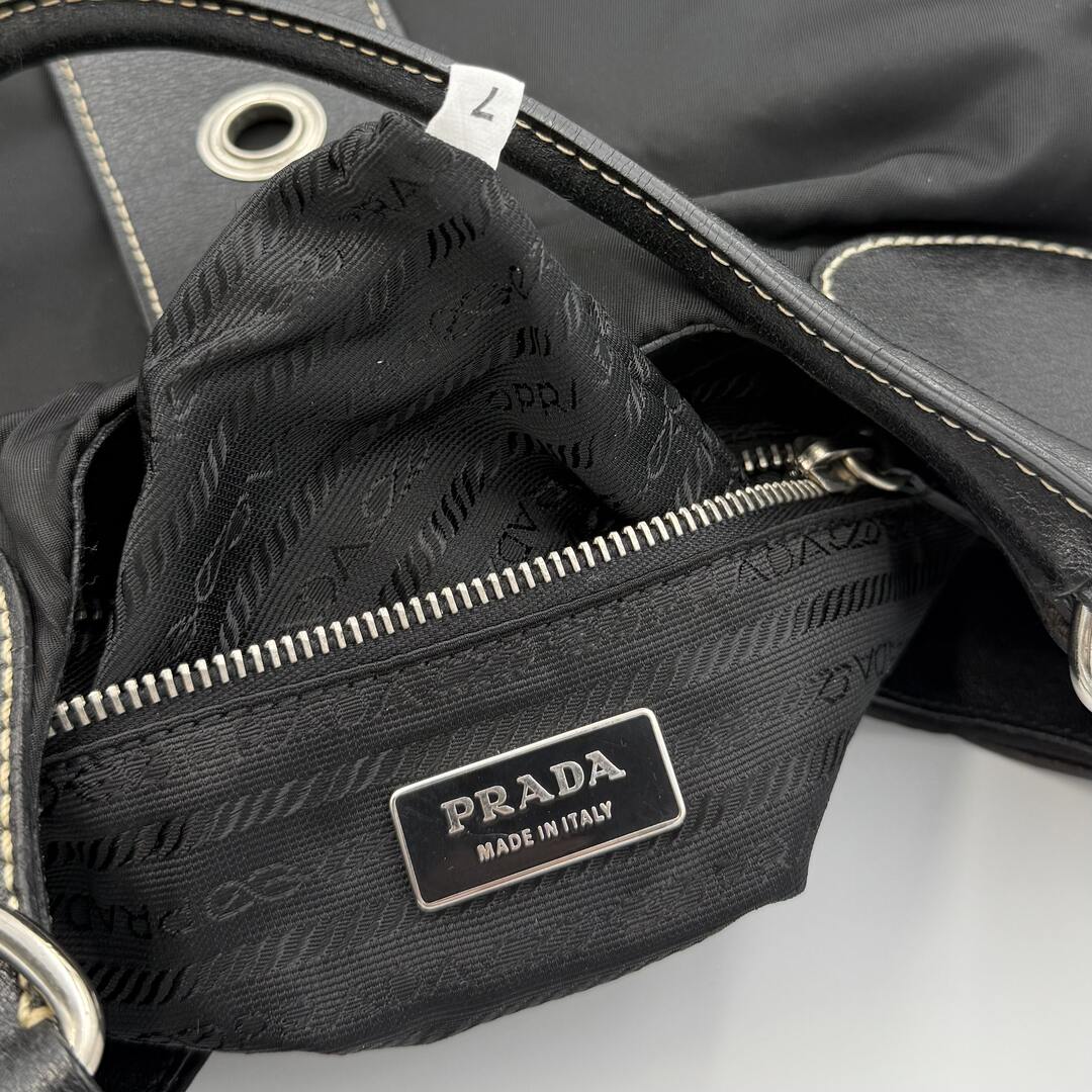 2002 Prada XL Moon Black Shoulder Bag