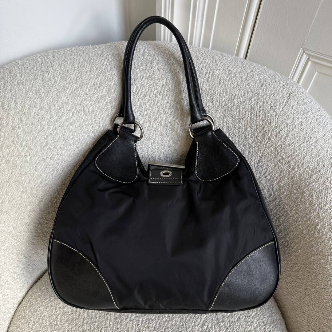 2002 Prada XL Moon Black Shoulder Bag