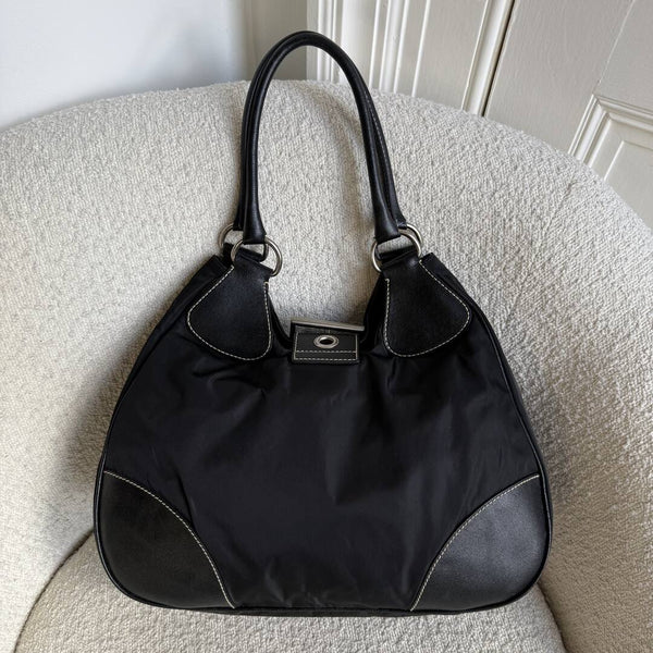 2002 Prada XL Moon Black Shoulder Bag