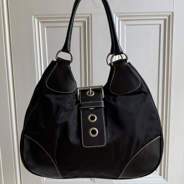 2002 Prada XL Moon Black Shoulder Bag
