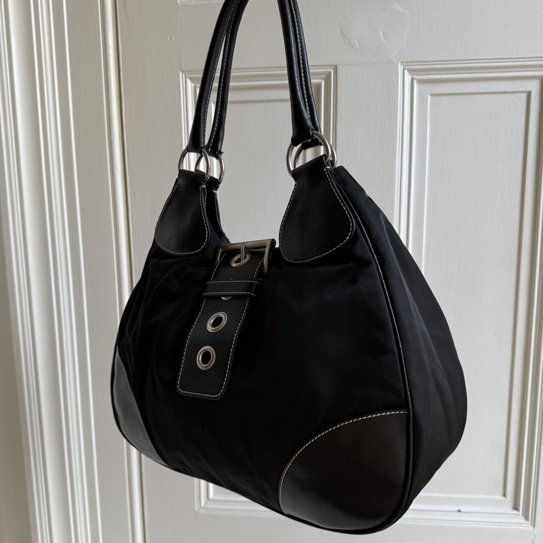 2002 Prada XL Moon Black Shoulder Bag