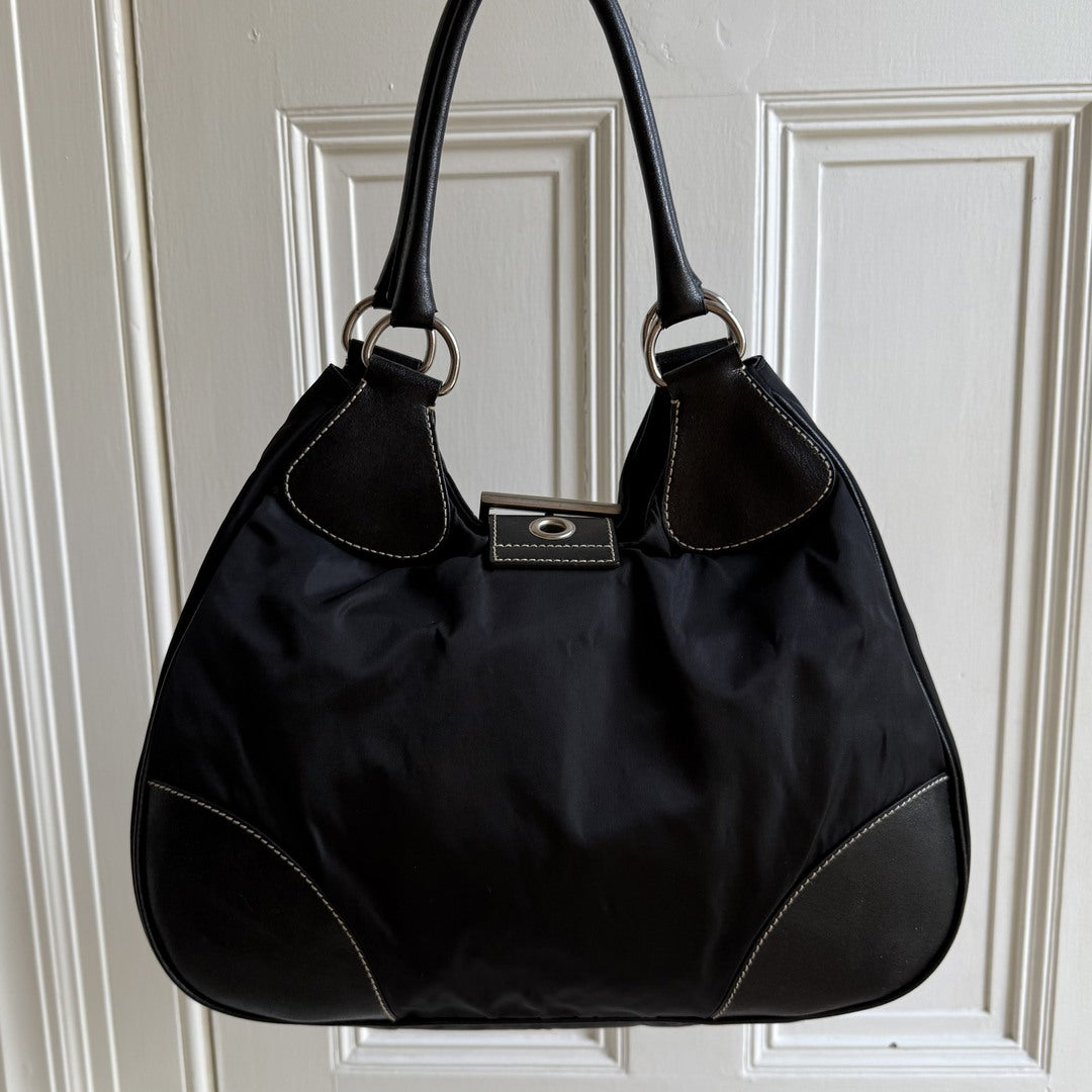 2002 Prada XL Moon Black Shoulder Bag
