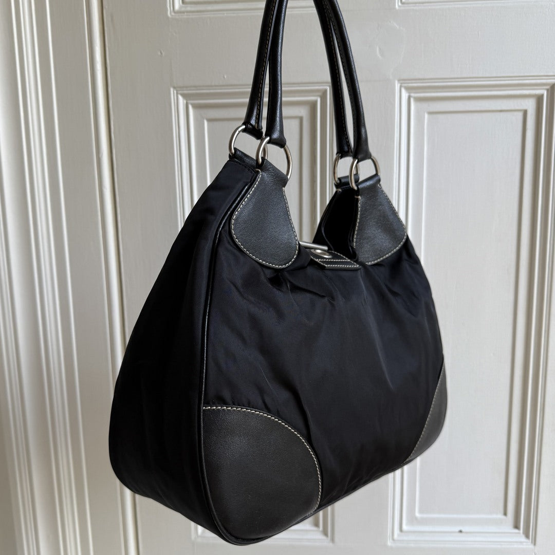 2002 Prada XL Moon Black Shoulder Bag