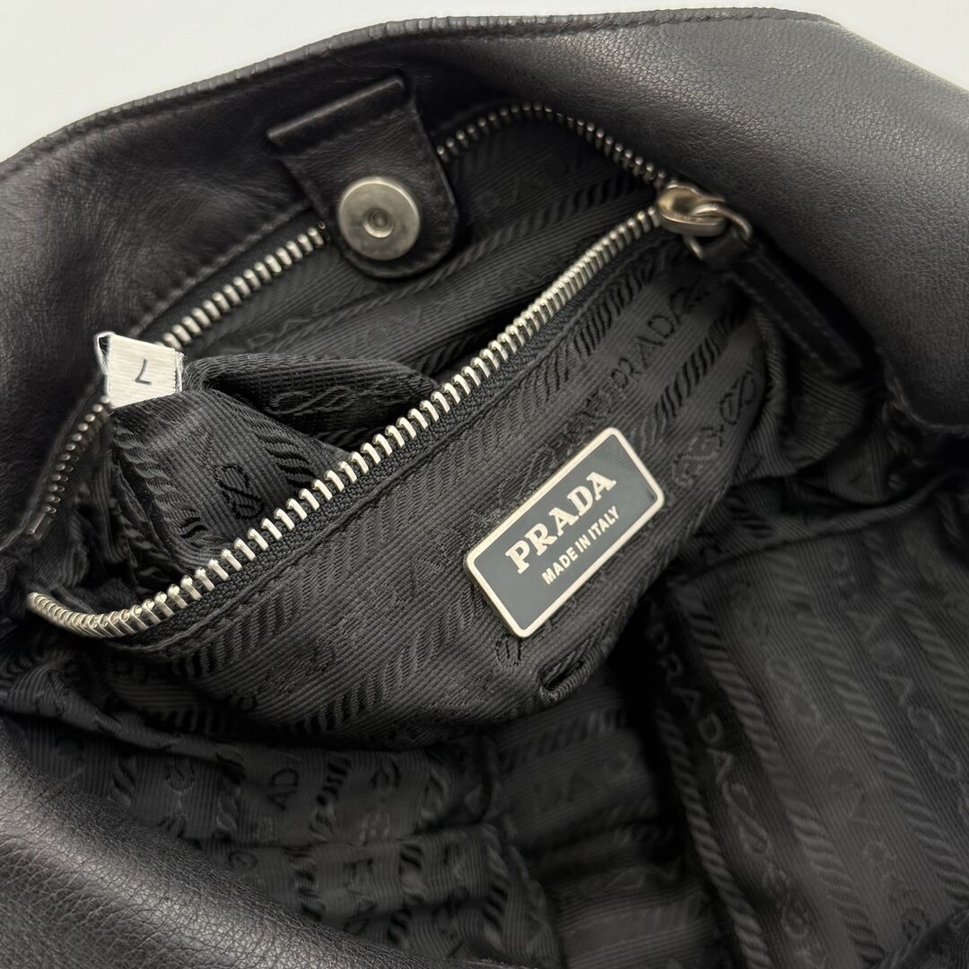90s Prada Vitello Leather Black Tote Bag