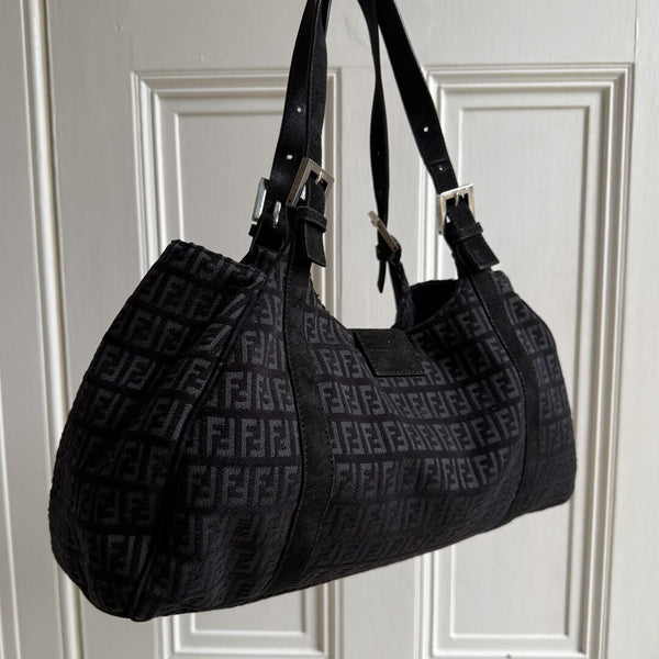 Fendi Zucchino Denim Grey Tote Bag