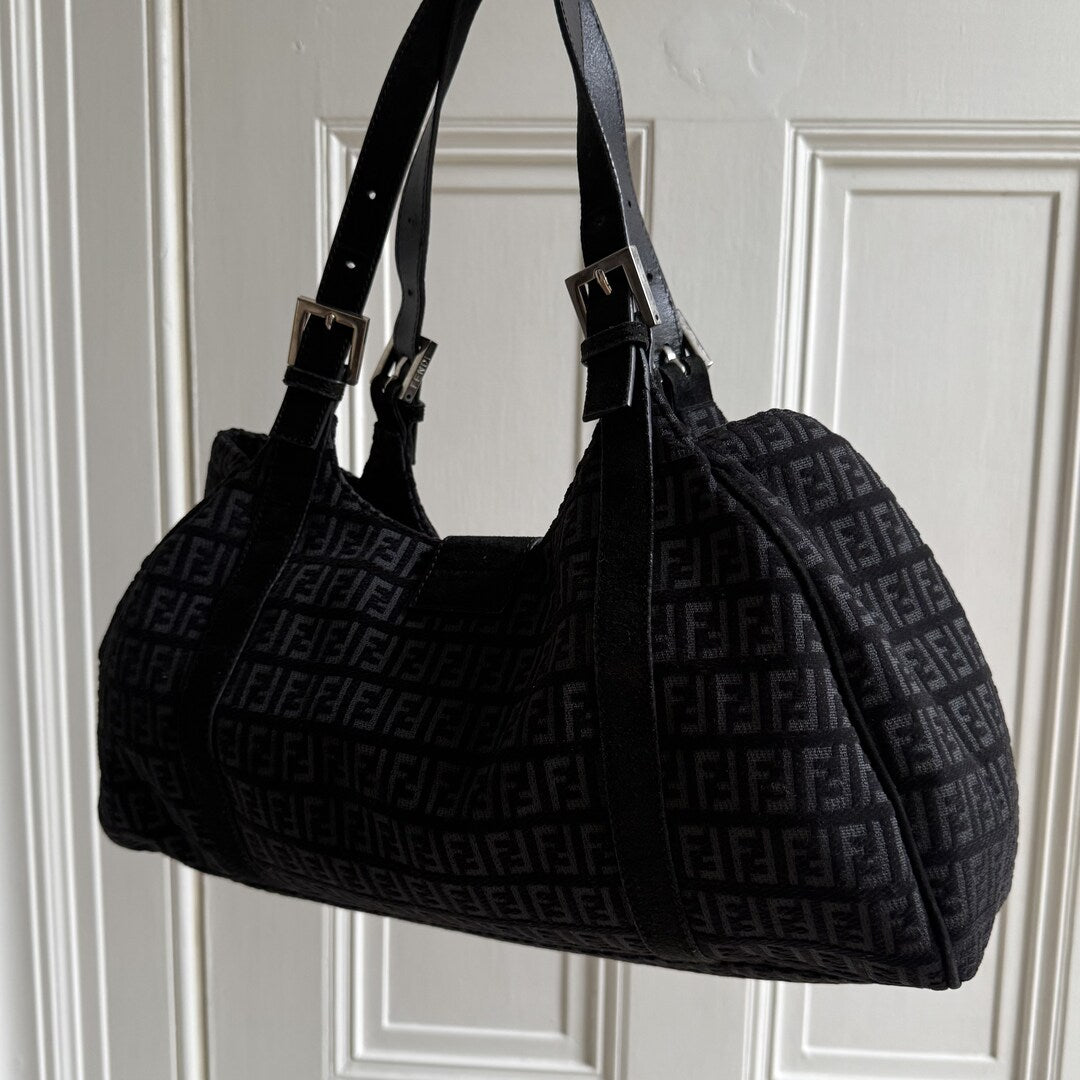 Fendi Zucchino Denim Grey Tote Bag