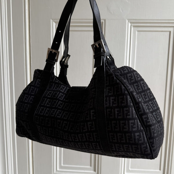 Fendi Zucchino Denim Grey Tote Bag