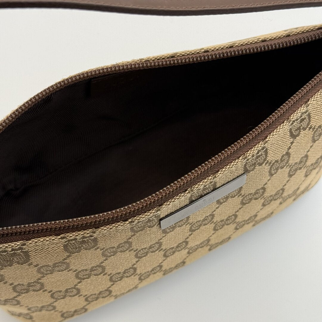 Gucci GG Monogram Brown Boat Pochette Handbag