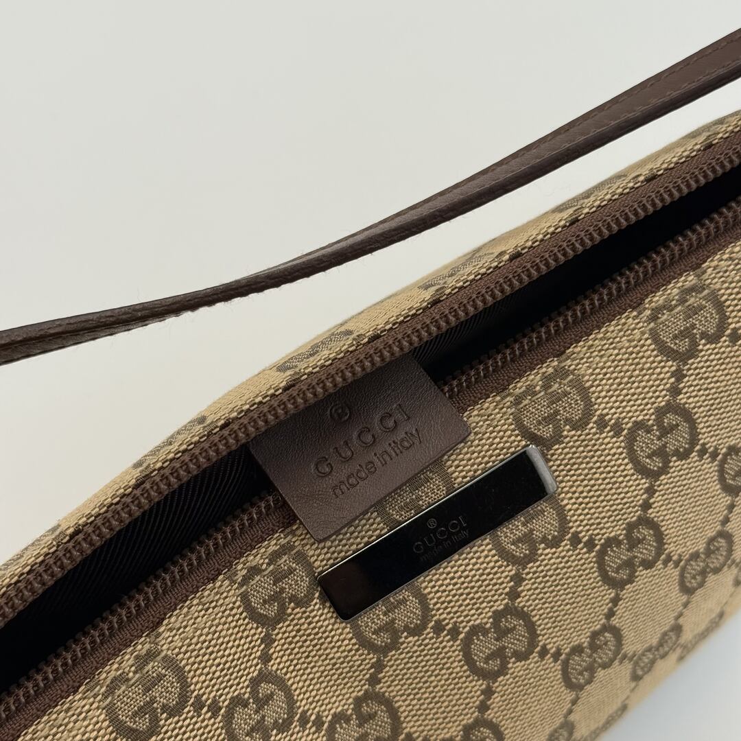 Gucci GG Monogram Brown Boat Pochette Handbag
