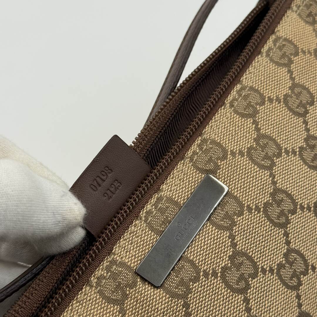 Gucci GG Monogram Brown Boat Pochette Handbag