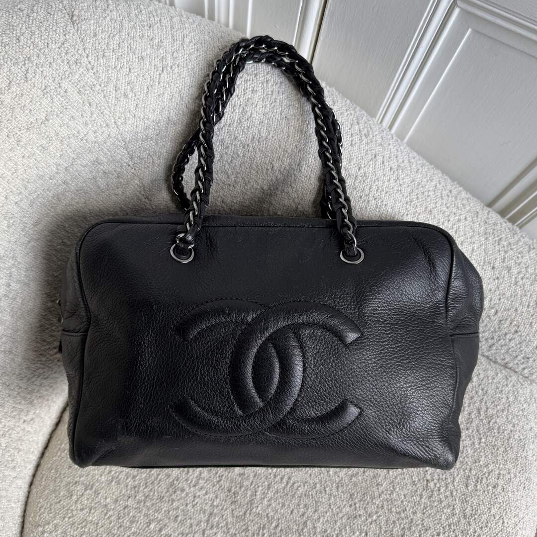 2006 Chanel Lux Ligne Bowler Black Shoulder Bag