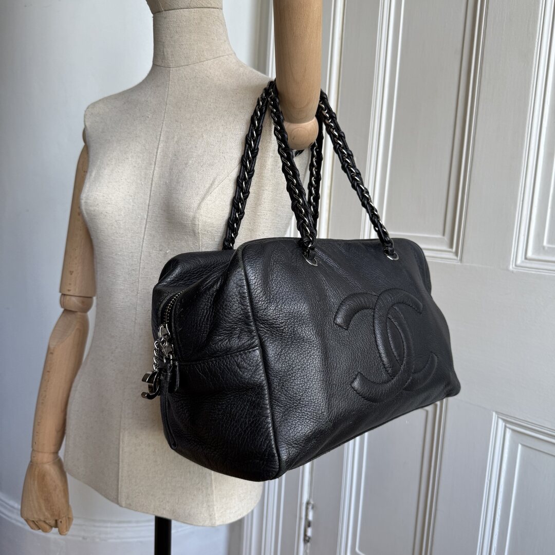 2006 Chanel Lux Ligne Bowler Black Shoulder Bag